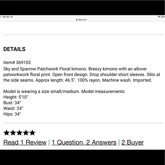 NWT Sky and Sparrow Patchwork Floral Kimono - Picture 5 of 5